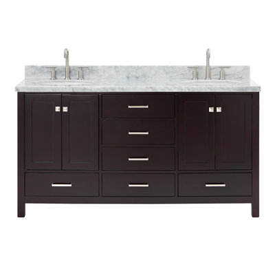 Cambridge 67'' Double Bathroom Vanity with Carrara Marble Top