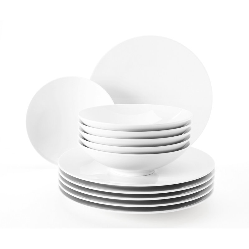 Life White Dinner Service, 12 Pieces