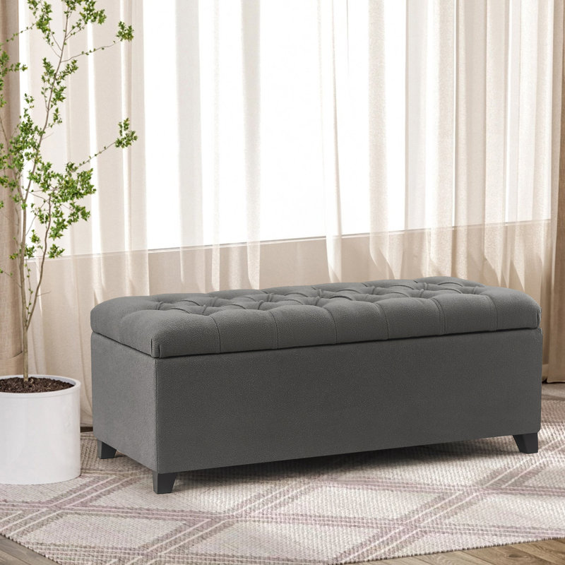 Banc de rangement avec repose-pieds 40 pouces, Gris