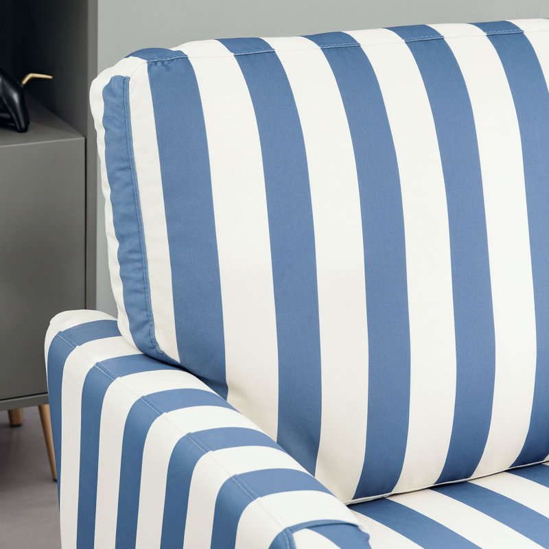 115cm Cuddle Chair with Stripe, Armchair for Living Room, Black and White, Blue