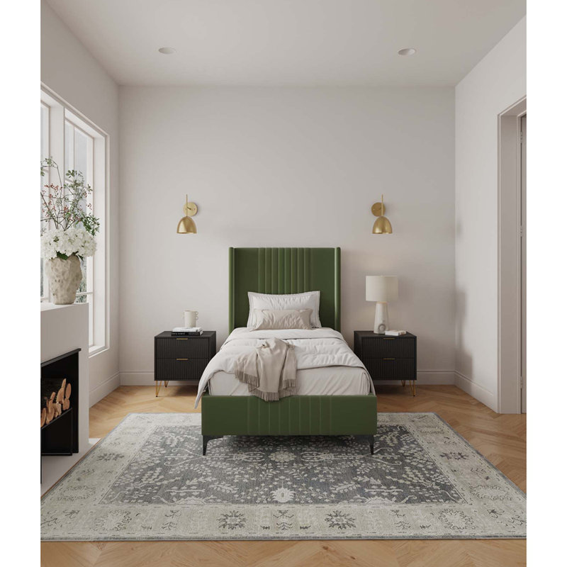 Lit simple tapissier Promenade, Simple, Vert