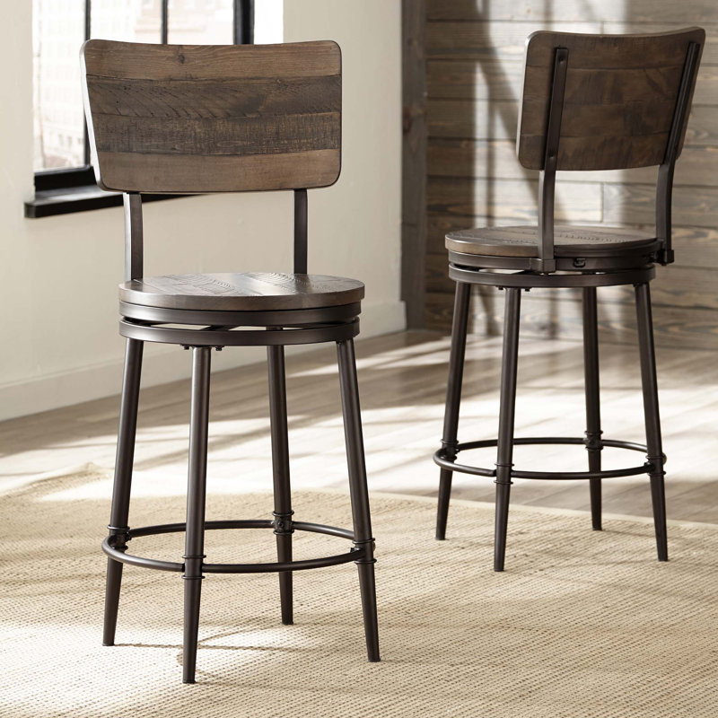 Tabouret de comptoir et de bar Birdsall, Tabouret de comptoir (siège d'une hauteur de 26 p, Brun