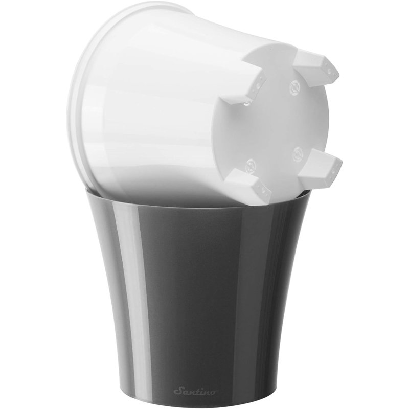 White and Black 5.5" Plastic Indoor/Outdoor Planter Set