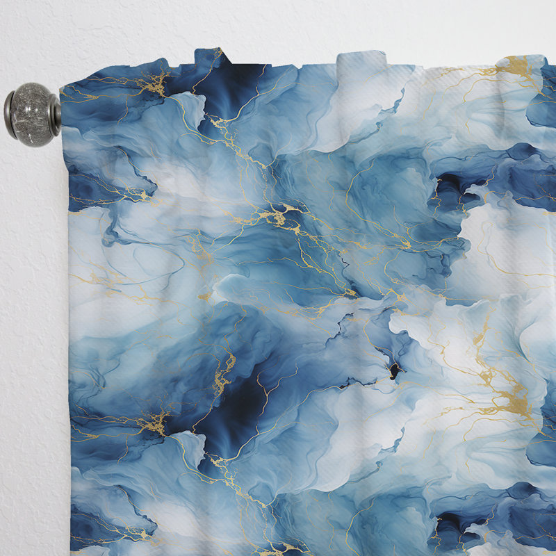 Rideau obscurcissant bleu marbré - 1 panneaux, L 52 po x L 90 po