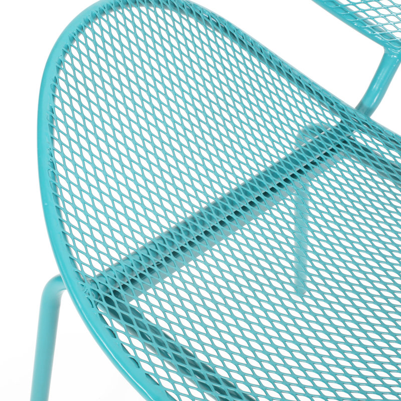 Chaise d'extérieur - Coquille de fer bleu sarcelle, l 24,92 po x P 26,19 po, H 34,53 po pour 2 chaises de patio