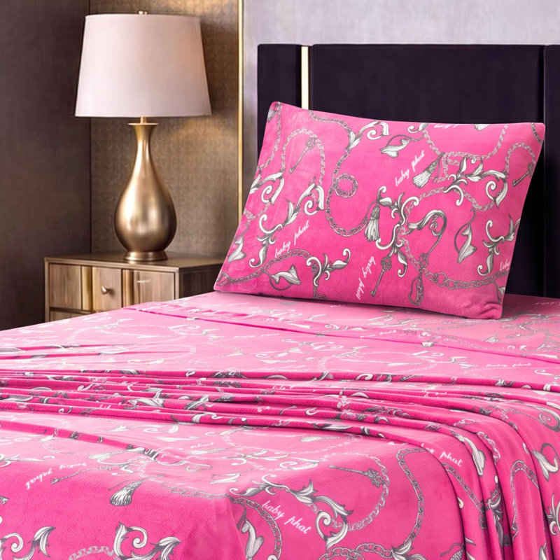 Baby Phat Plush Sheet Sets, Twin, Chains Ibis Rose