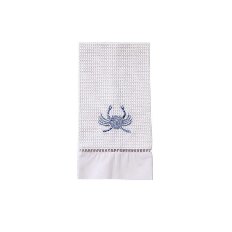 Crab Waffle Hand Towel, Blue