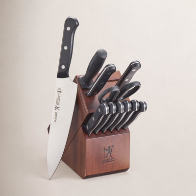 HENCKELS Solution 12-Piece Knife Set with Block, Chef Knife, Paring Knife, Steak Knife, Grey, Stainless Steel