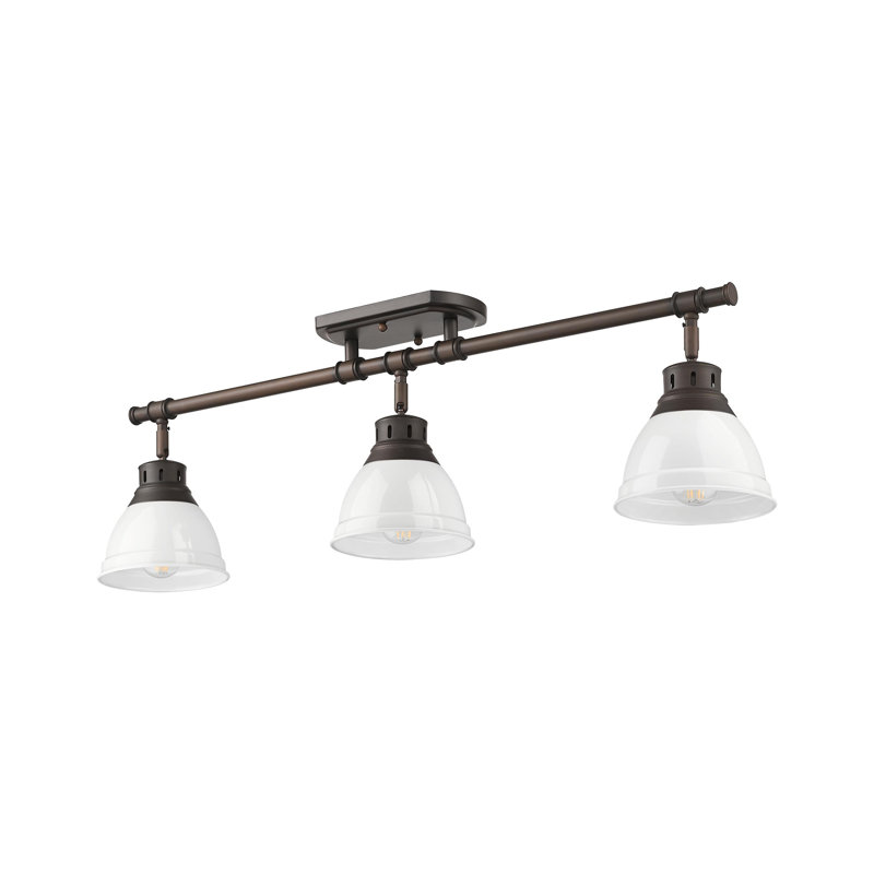 Bryannah 3-Light Semi-Flush - Track Light, Rubbed Bronze, White