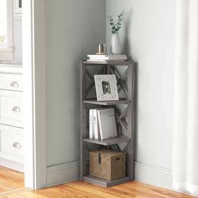 Safuad 39.15" H X 15.86" W Solid Wood Corner Bookcase