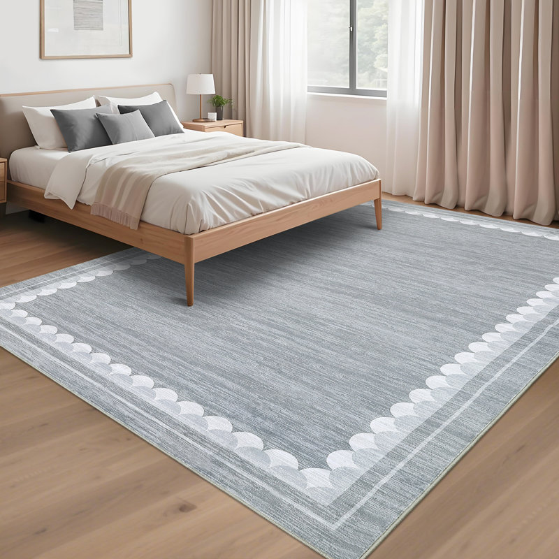 Extra Large Washable Area Rug 10x13 Modern Minimalist Rug Non Slip Contemporary Neutral Carpet Low Pile Floor Rugs Foldable Mat Grey
