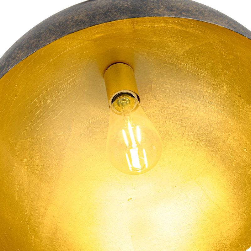 Luminaire suspendu en forme de dôme en métal 1 lumière Rusty Industrial, H 7,5 po x l 15 po x P 15 po