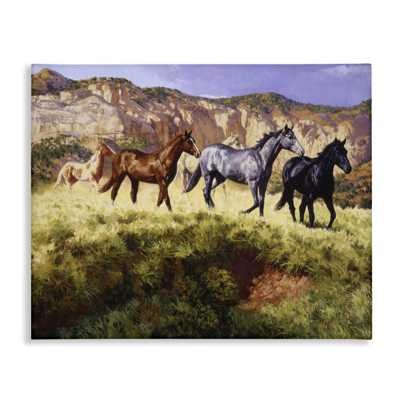 «Mixed Horses & Desert Mountains», art mural par Claire Goldrick, H 36 po x l 48 po