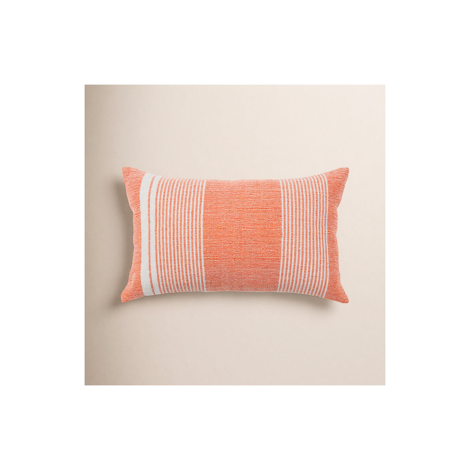 Aelin Striped Indoor/Outdoor Throw Pillow, Orange/Light Gray, Polyester/Polyfill