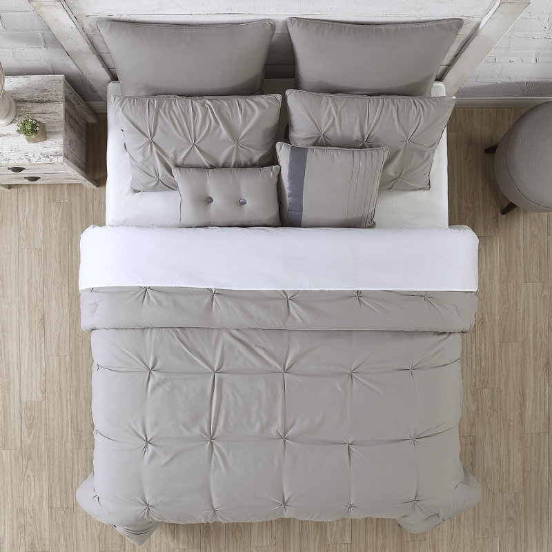  8 Piece Comforter Set, Gray, Queen Comforter + 7 Additional Pieces
