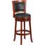 Tabouret de bar haut en bois avec dossier à panneau ouvert et siège pivotant en LeatherSoft-33246282-45047136