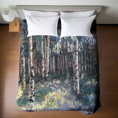 Housse de couette pour grand lit à motif d'arbres bleus | Bouleaux Home Decor