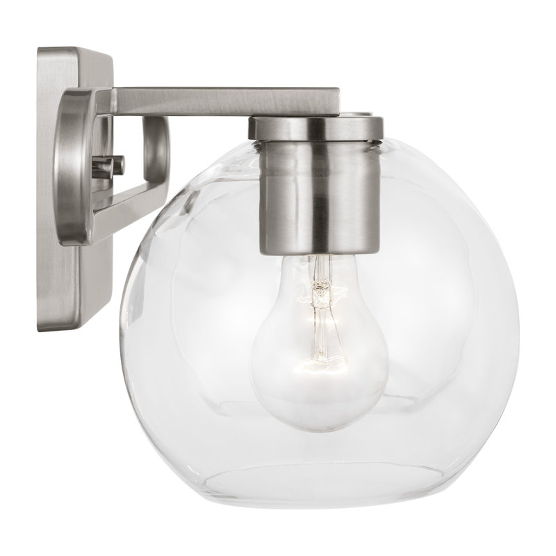 Eveline 2 Light Transparent Dimmable Vanity Light, Brushed Nickel
