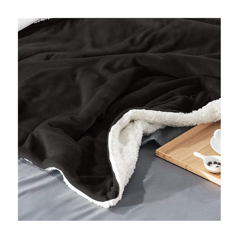 Veyo Throw Blanket, Black, 200cm W x 220cm L