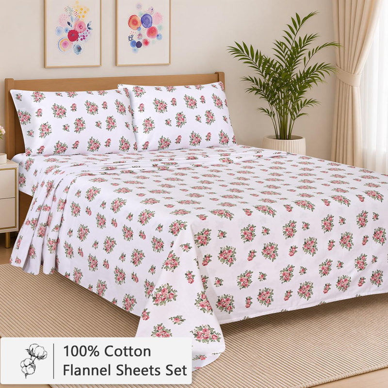 Ensemble de draps en flanelle 100% coton RUVANTI, Très grand californien, Rayures d'humeur bleu marine