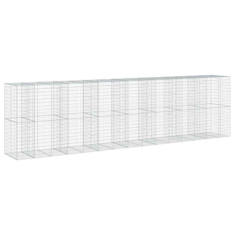 Gabion Basket Silver Galvanized Iron Extra Large Outdoor Planter Garden, 39.4" H x 295.3" W x 78.7" D