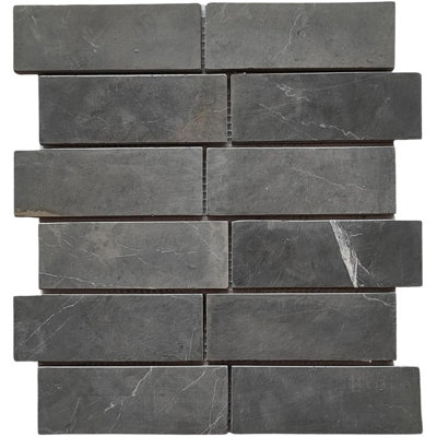 Carreau de mosaïque en marbre gris foncé 2 po x 6 po CNK