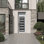 C9 Right-Hand 36 In. X 96 In. Panel  Steel  Frosted Glass With Transom Frosted Glass Prehung Front Entry Door