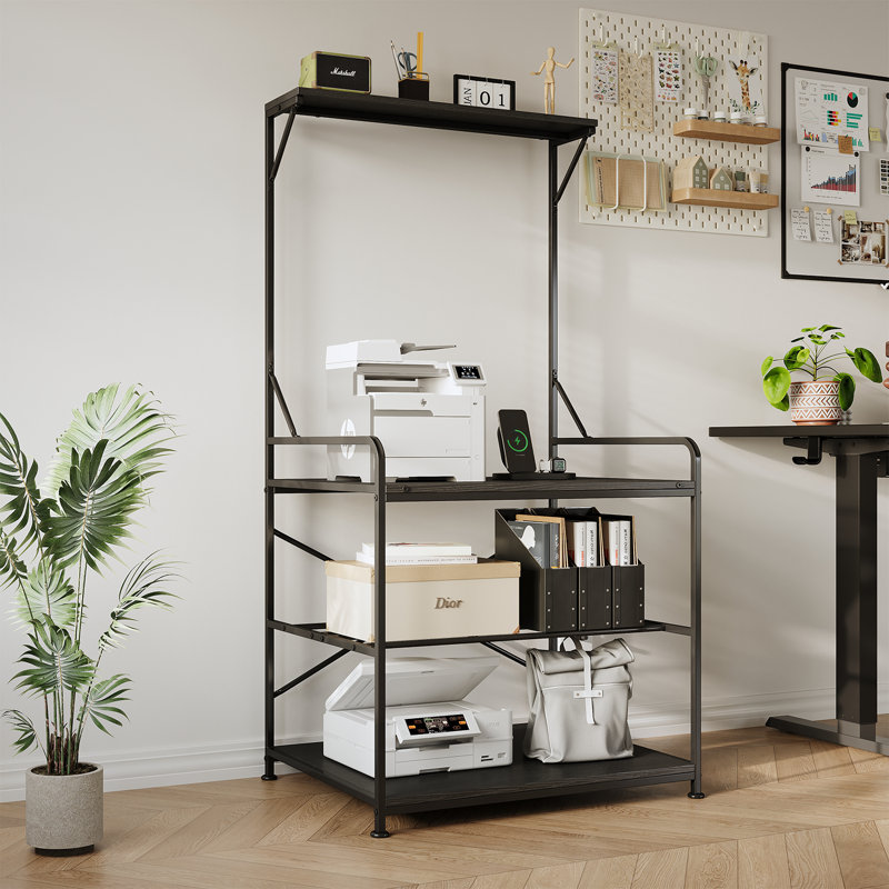 4-Tier 3D Printer Stand With Charing Station & Lockable Wheels