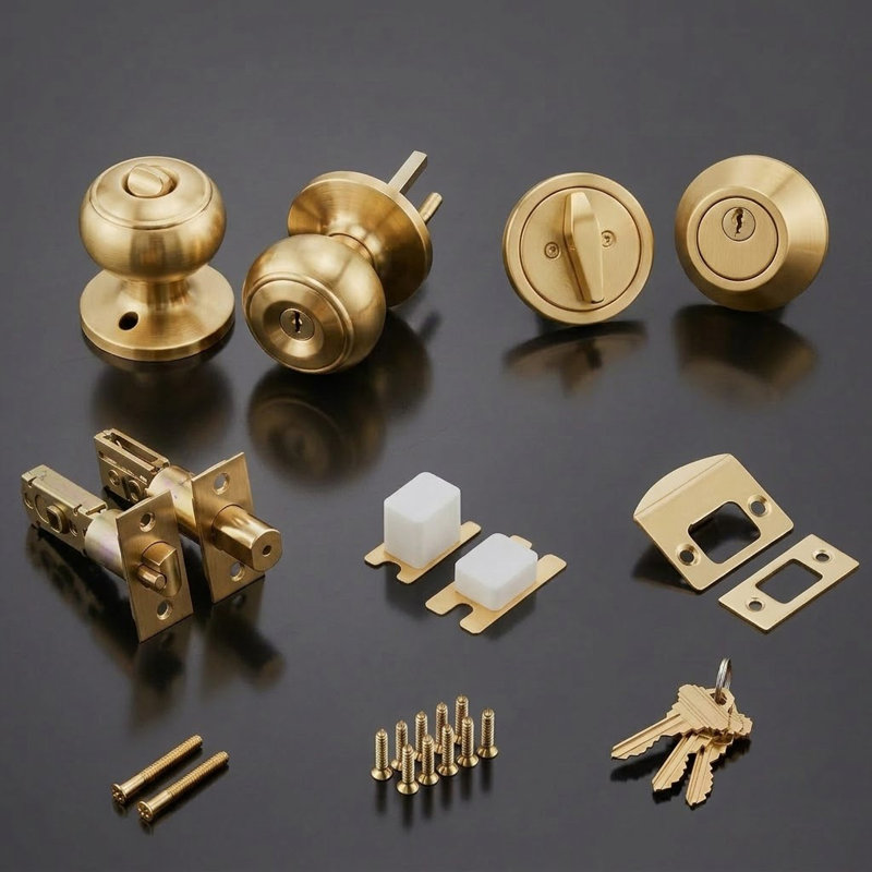 Key Entry & Single Deadbolt Door Lock Set, Brass