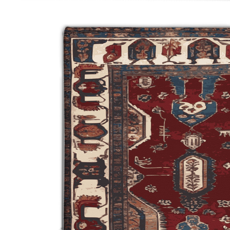Persian Black Indoor and Outdoor Area Rug, Rectangle 2' x 3'