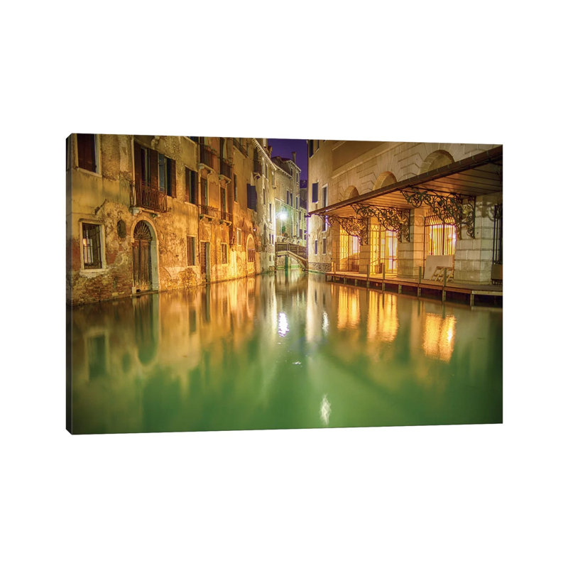 Venice, Italy, Glow on the Canal 1 Piece Wrapped Canvas Wall Art, 20.32 cm H x 30.48 cm W