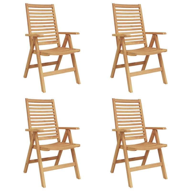 Chaise de jardin vidaXL 4 pièces brun 52 x 64,5 x 108 cm en bois de teck massif