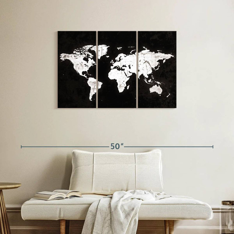 Carte du monde Aliaz White Contrast, H 24 po x l 38 po