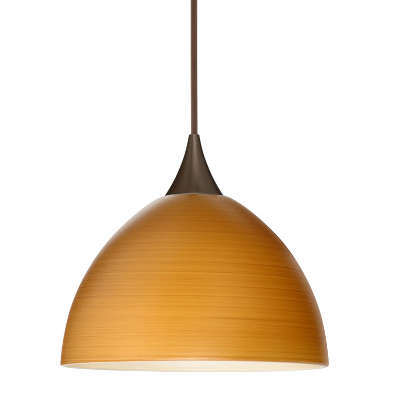 Luminaire suspendu en forme de dôme à 1 lumière Undis, Bronze, DEL, Chêne