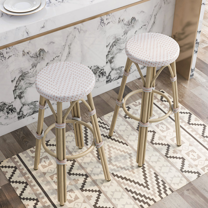 Tabouret de bar Arduino, Blanc / Rose, 30"