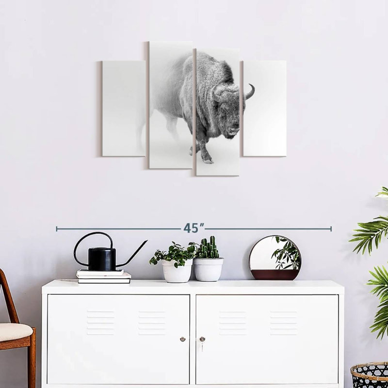 " Wild Bison " 4 - Pieces, 22" H x 36" W x 1" D