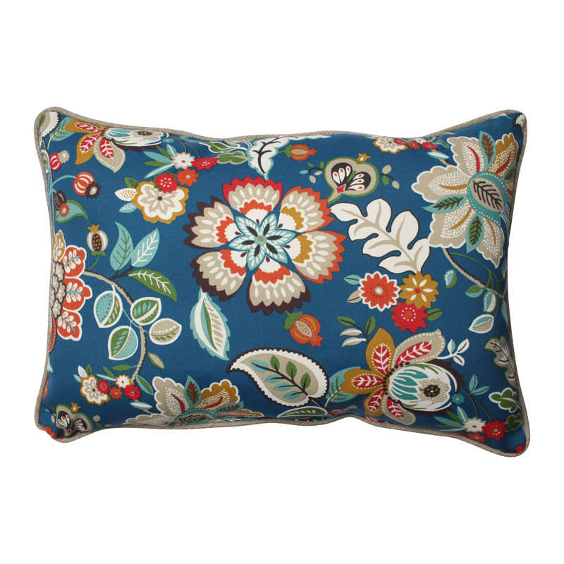 Telfair Peacock Indoor/Outdoor Lumbar Pillow, 16.5" H x 24.5" W