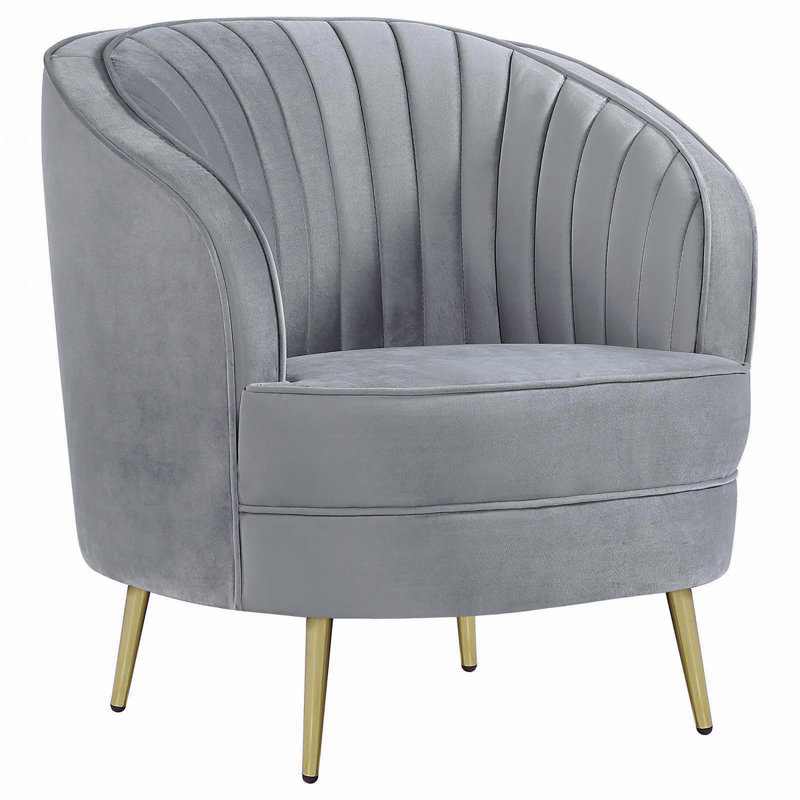 Chaise capitonnée grise et dorée