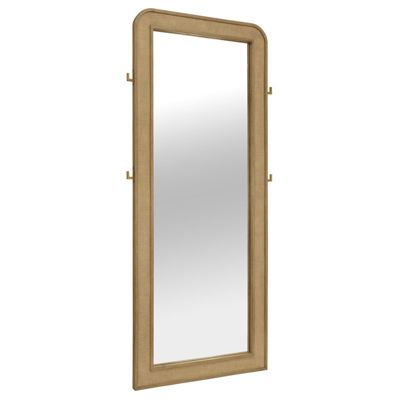 Beige Sand Wash Wood Full Length Freestanding Mirror