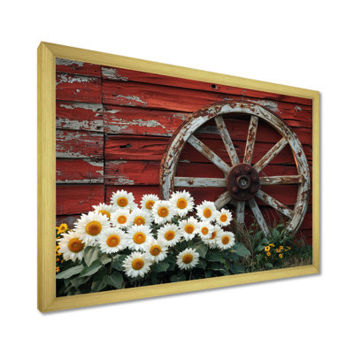 «Craighead Countryside Sunflowers By The Wagon Wheel», art mural tournesols