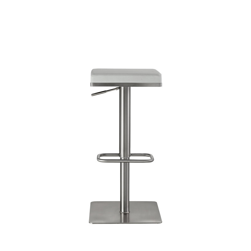Tabouret de bar pivotant à hauteur réglable Nova, Blanc givré, Argent