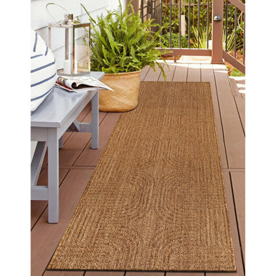 Geometric Natural/Jute Easy-Care Indoor/Outdoor Flat Woven Area Rug