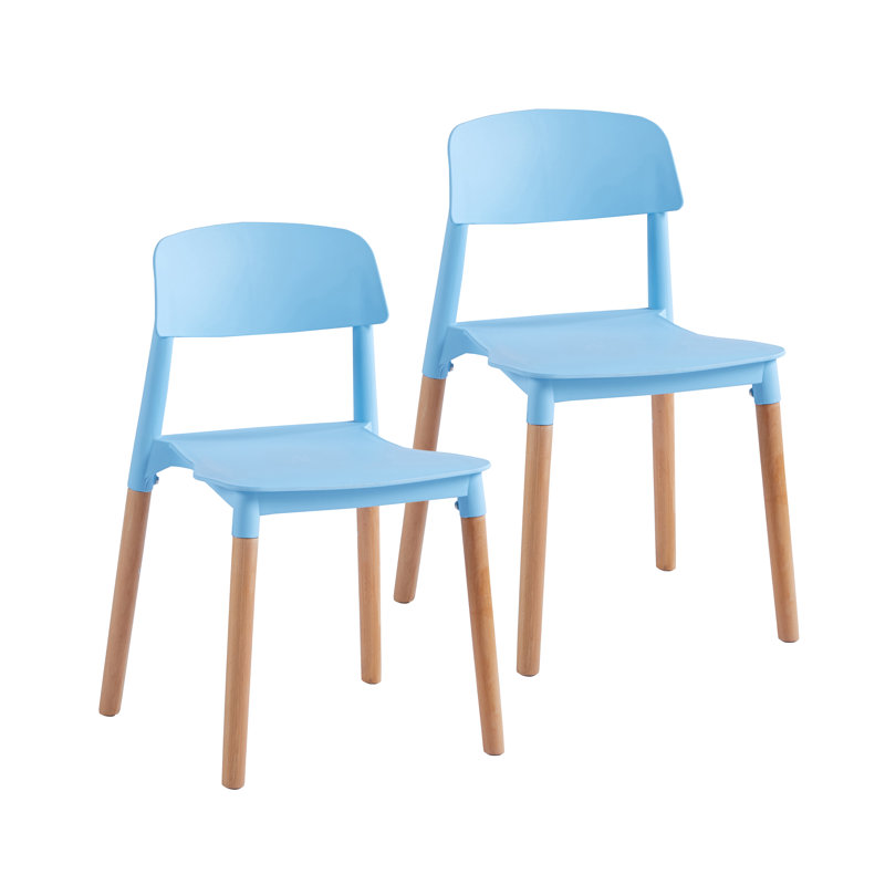 17.72'' H Beech Stacking Side Chair, Blue