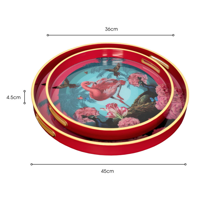 LLB -Round tray set of 2- Flamingo-go