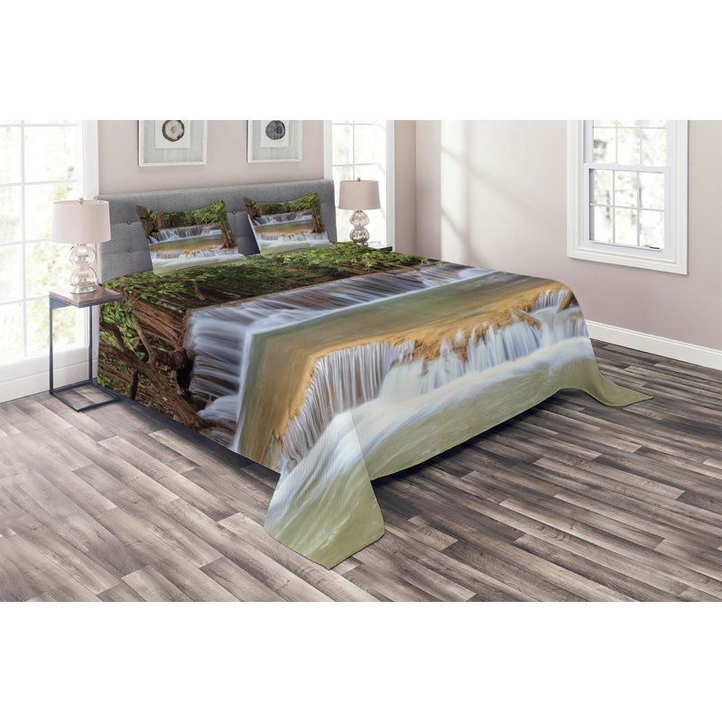 Forest Rustic Polyester Coverlet, King Bedspread + 2 Shams
