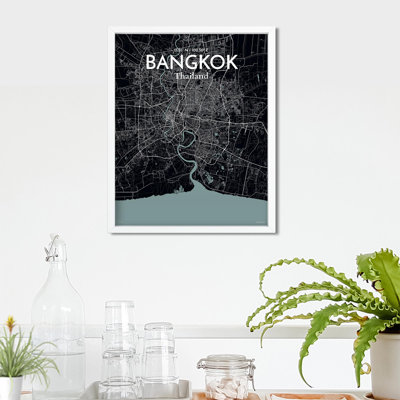 Bangkok City Map In Midnight - No Frame Print