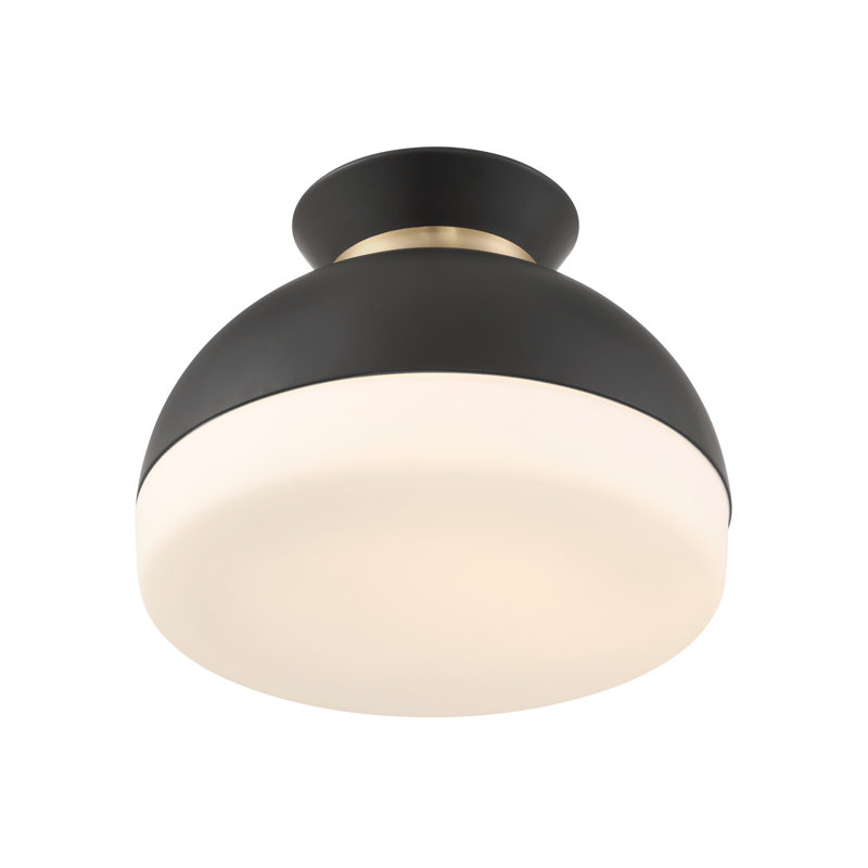 Brian Patrick Flynn Linneus 15'' Matte Black + Vibrant Gold Flush Mount, Black