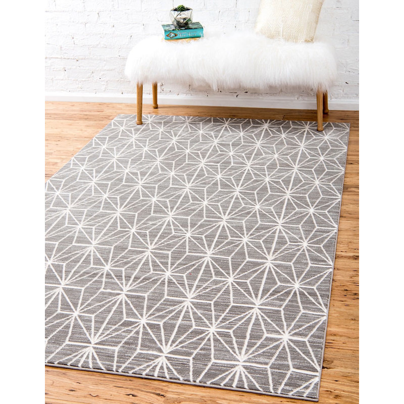 Tapis géométrique gris / beige Heights, Rectangle 8 pi x 10 pi