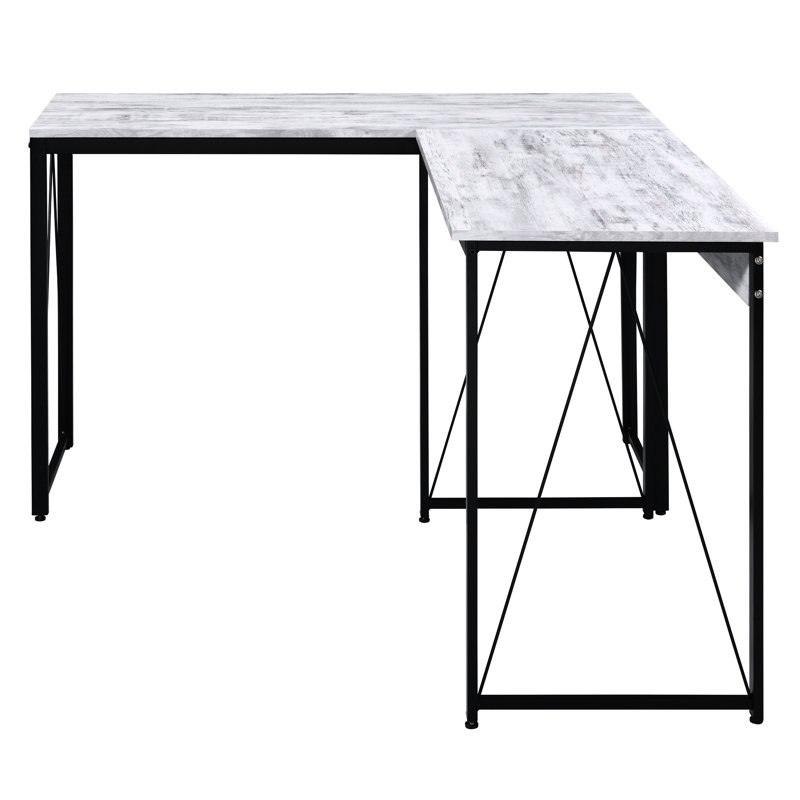 Bureau de travail traîneau rétro Vintage Professional, blanc antique et noir