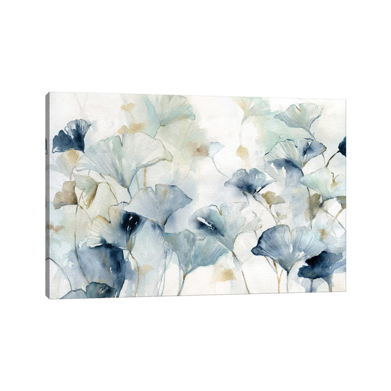 Glorious Gingko Blue and Beige Canvas Art Print